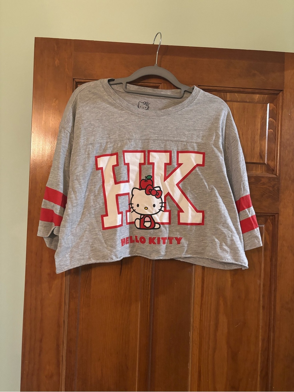 Hello Kitty Grey and Red Cropped t shirt